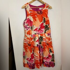 Elza J Bright Floral Cotton Pleated Dress